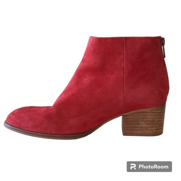 ANTHROPOLOGIE Womens Boots Seychelle Suede Flood Plain Red Booties, Size 7.5 - Picture 2 of 12